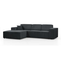 ECKSOFA ohne Schlaffunktion Pedro L dunkelgrau links - Dunkelgrau/Schwarz, Kunststoff/Textil (267/170cm) - Beautysofa
