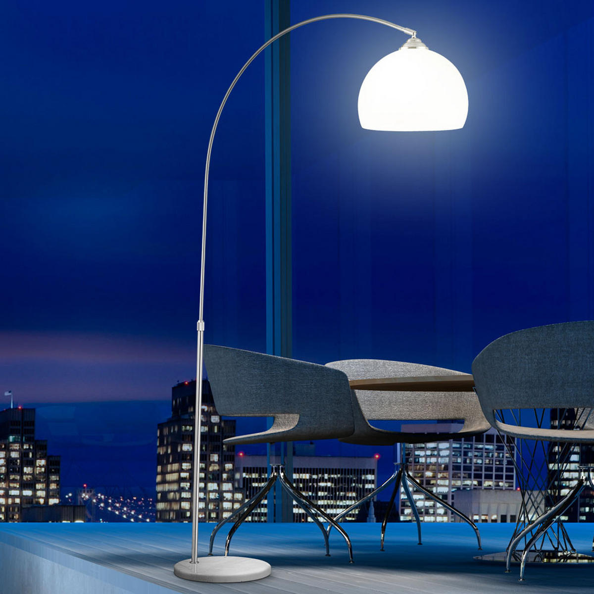 LED STEHLEUCHTE NEWCASTLE Silber Metall - Silberfarben, Metall (92/30/196cm) - Globo Lighting
