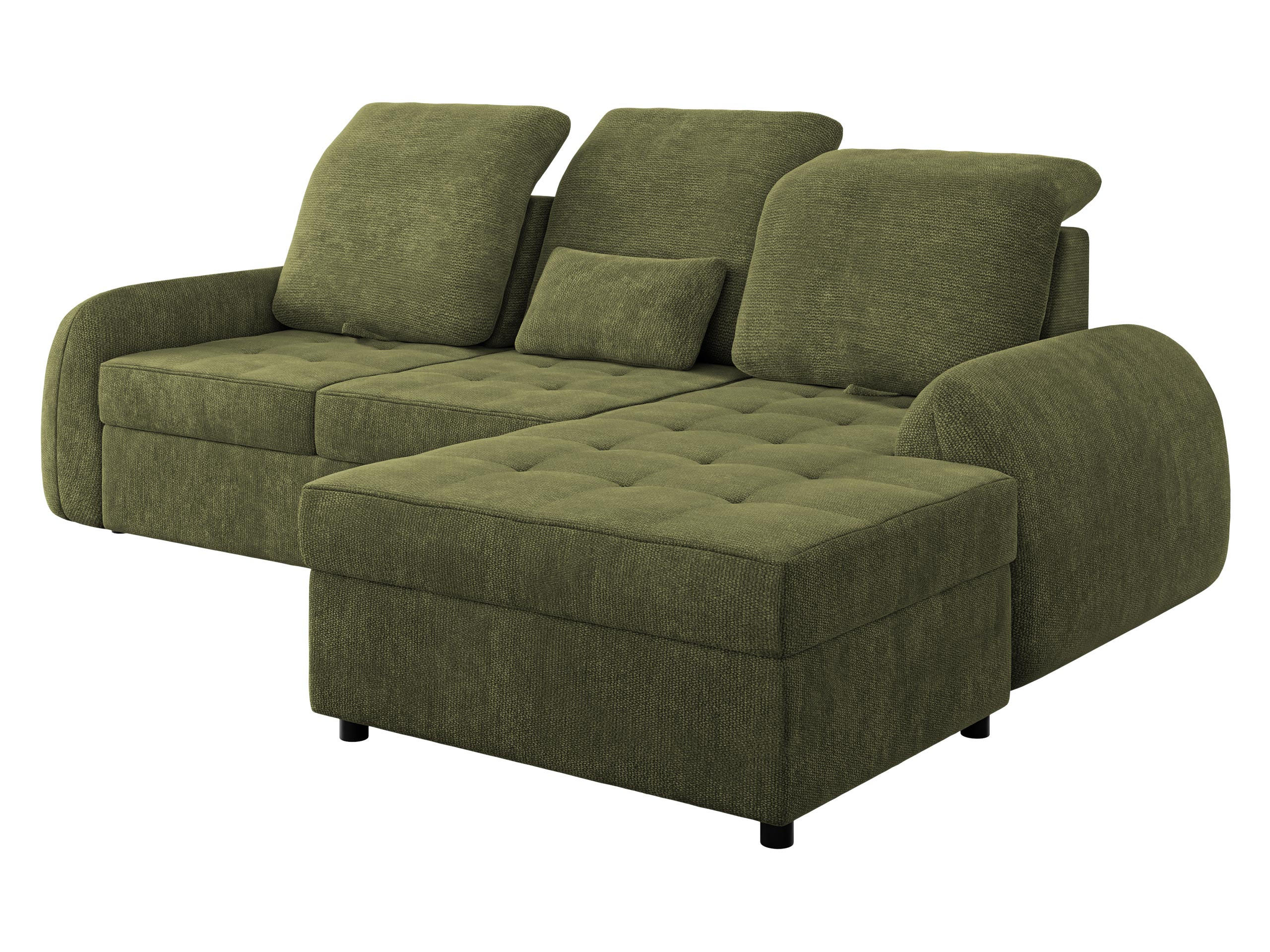 ECKSCHLAFSOFA Soreno, Seite: Rechts - Schwarz/Grün, Holz/Kunststoff (176/255cm) - MIRJAN24