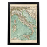 POSTER Vintage Karten – Italien A3 Schwarzer Rahmen - Schwarz, Papier (29.7/5/42cm) - Nacnic