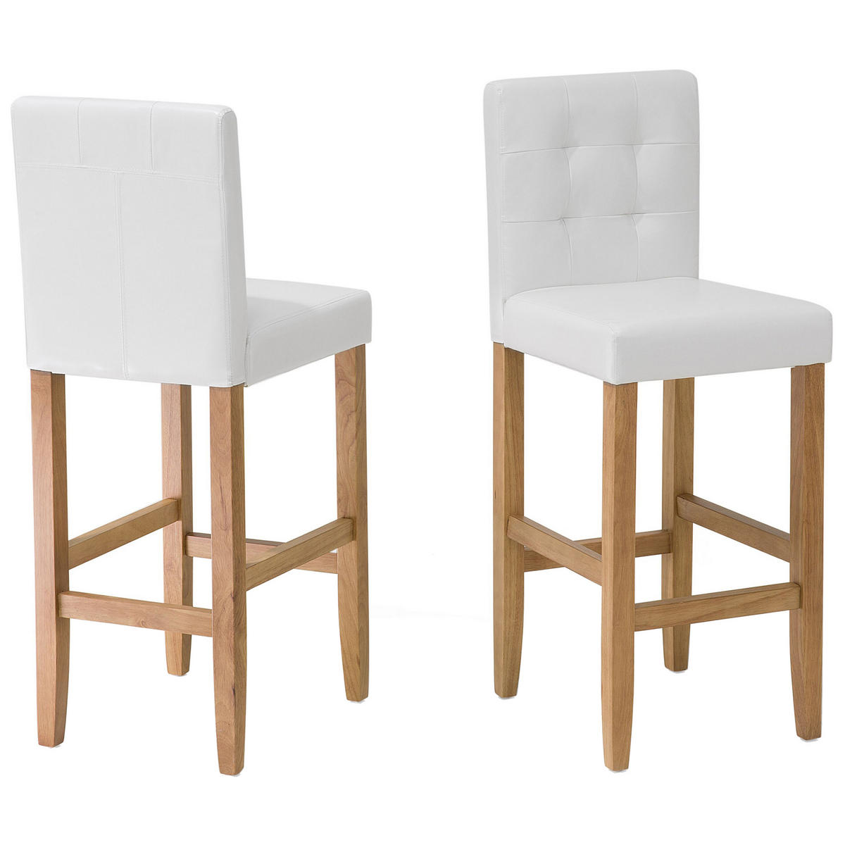 BARSTUHL 2er-Set Kunstleder Weiß Madison - Weiß, Holz/Textil (45/110/58cm) - Beliani