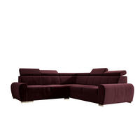 ECKSOFA APOLLO,mit Schlaffunktion und Bettkasten, Farbe: Rot, Velourstoff, Ottomane Rechts - Rot, Textil (255/255cm) - O-Sofa