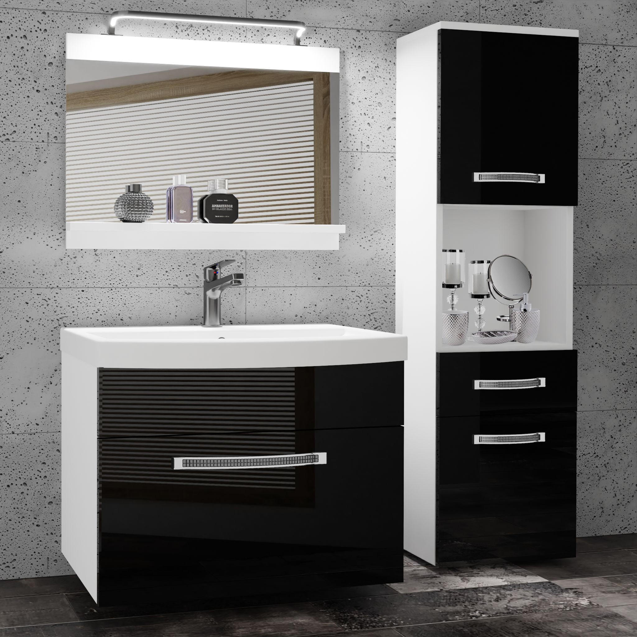 BADMÖBEL Badezimmer Schwarz Glänzend - Schwarz, Holz (100/113/40cm) - B BELINI GROUP