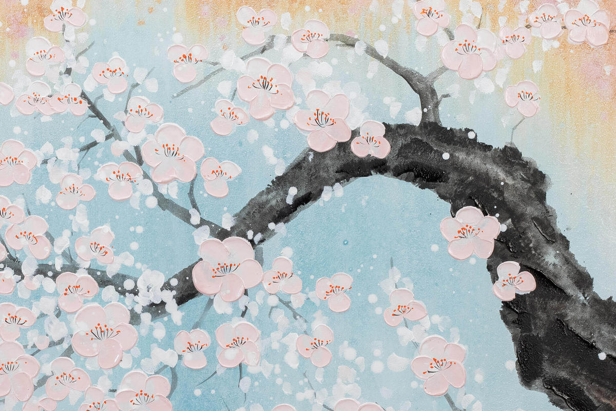 ACRYLBILD HANDGEMALT 120/60 cm - Blau/Pink, Holz/Textil (120/60cm) - KUNSTLOFT
