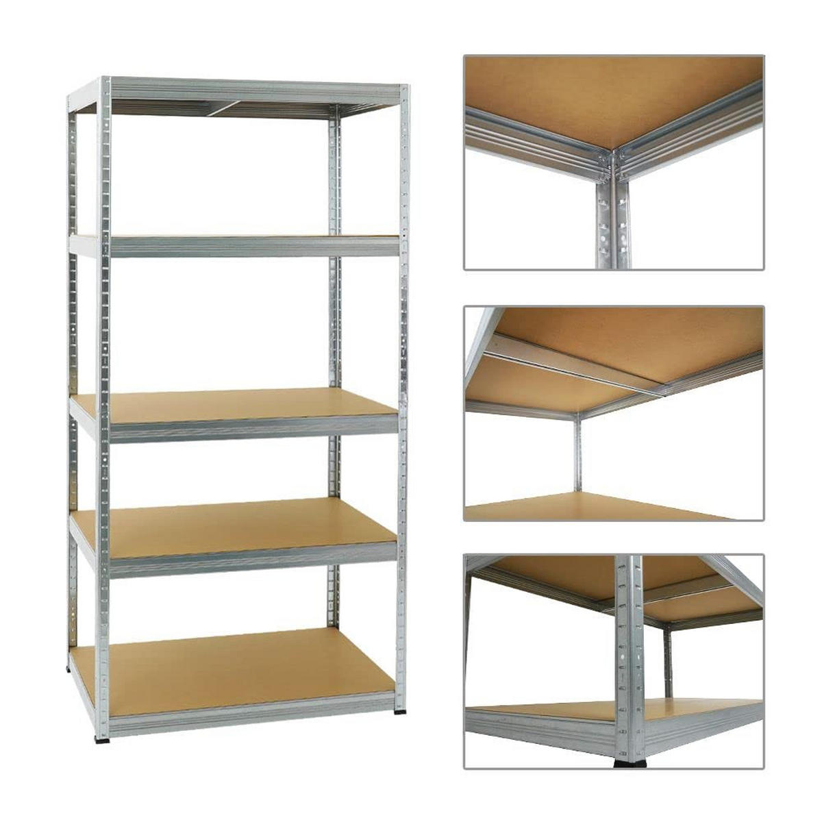 SCHWERLASTREGAL Slim Elephant M 2er-Set mit 2x 180x90x60 cm 5 Ebenen Fachlast 350 kg Verzinkt - Silberfarben, Metall (180/180/60cm) - PROREGAL