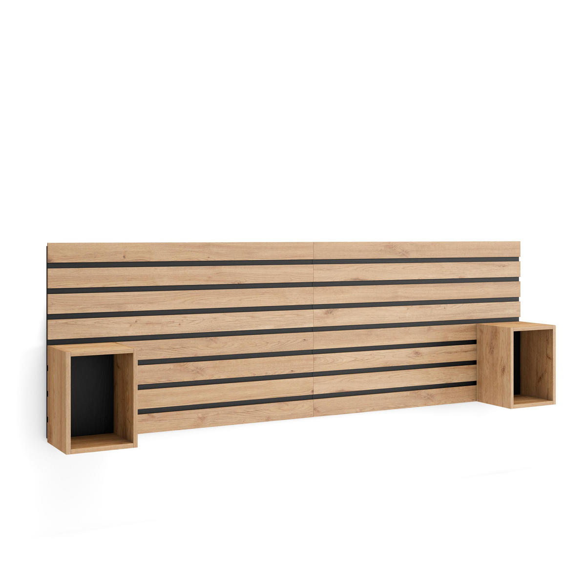 KOPFTEIL mit Nachttisch, für Bettbreite 135 -160cm, eiche, 214/3/70cm - Eichefarben, Holzwerkstoff (214/70/3cm) - Skraut Home