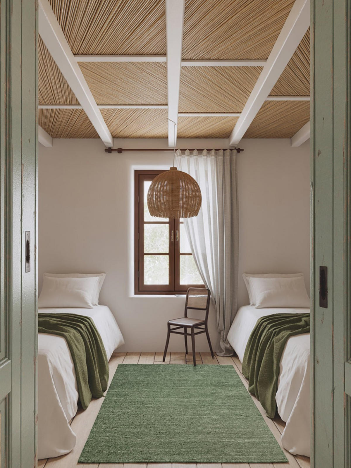 TEPPICH aus recycelter Baumwolle handgewebt grün - Grün, Naturmaterialien (160/230cm) - AFK Living