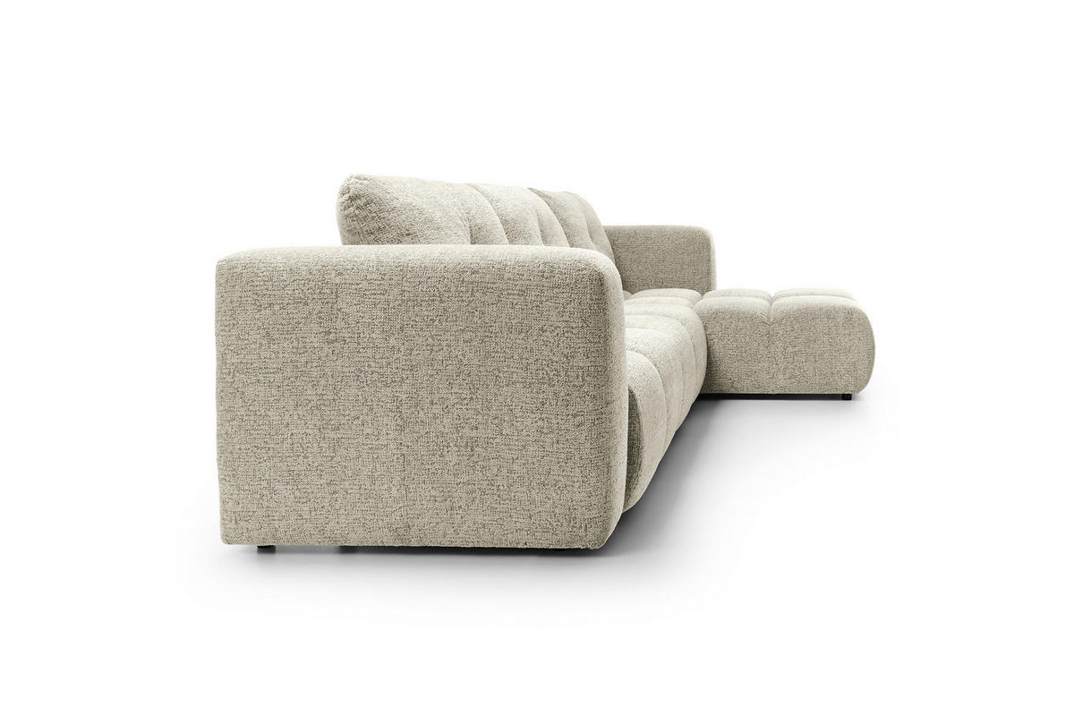 ECKSOFA ARTE 03 Creme Chenille mit Schlaffunktion - Creme, Holz (336/177cm) - MASSENO