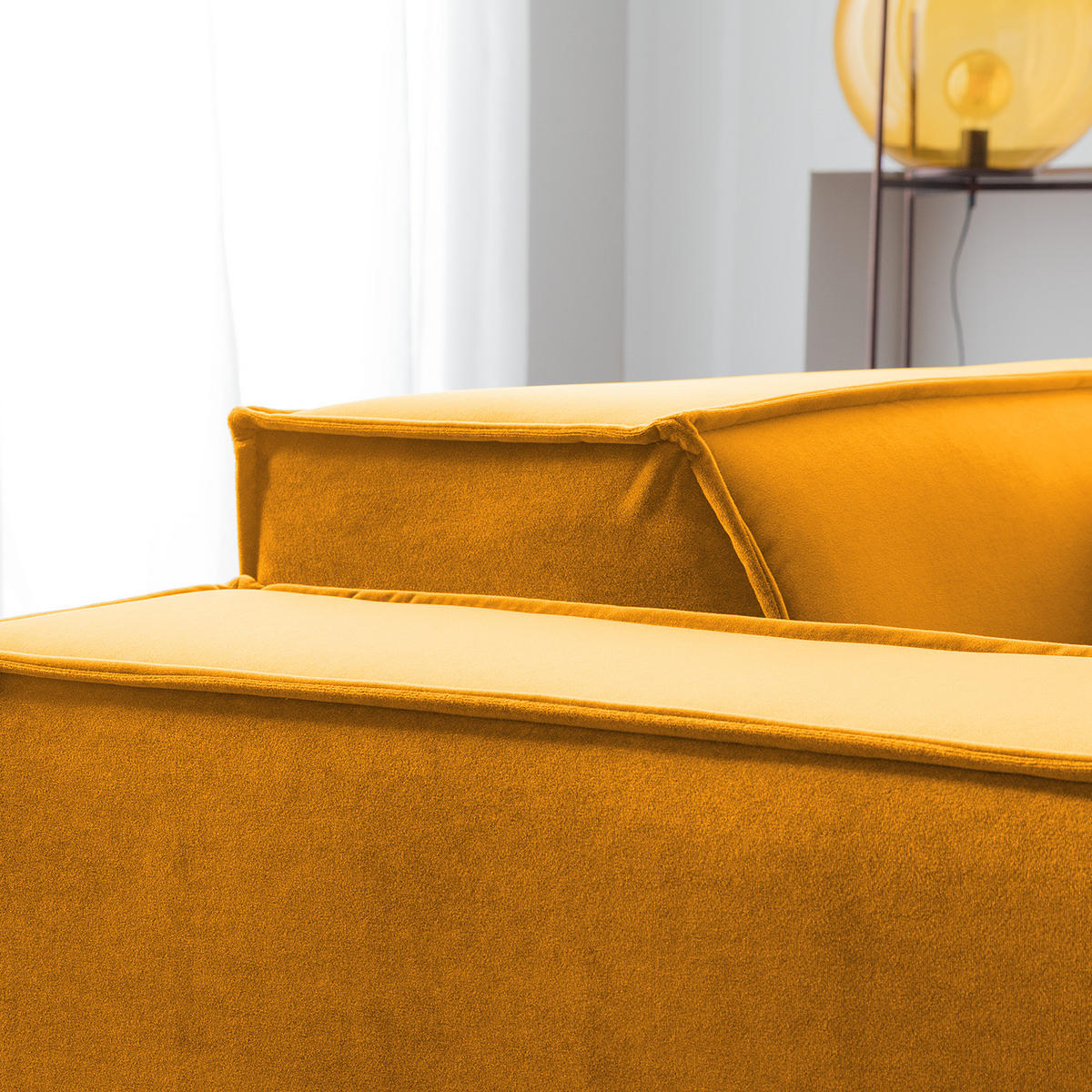 ECKSOFA mit Longchair - Gelb/Schwarz, Kunststoff/Textil (294/177cm) - home24