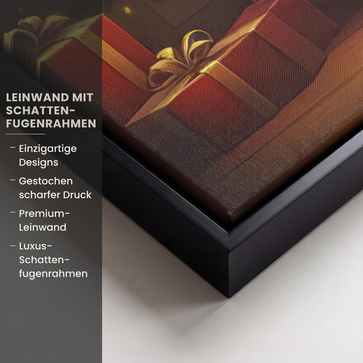 LEINWAND Bilder mit Rahmen - Weihnachtsbaum - Geschenk - Winter - 40x60 - Grün, Textil (40/60cm) - MuchoWow