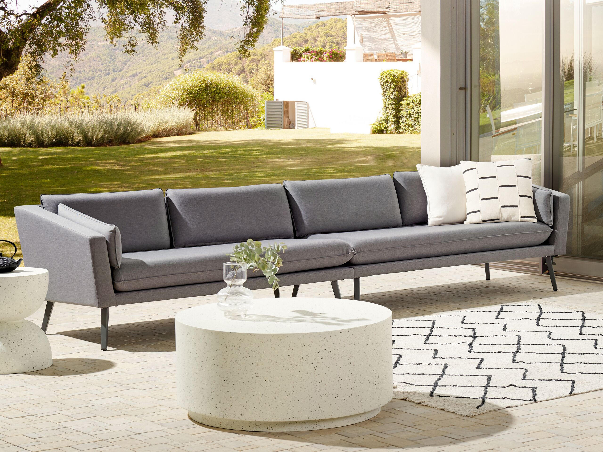GARTENSOFA 4-Sitzer grau modular Loretello - Grau, Textil (320/70/76cm) - Beliani