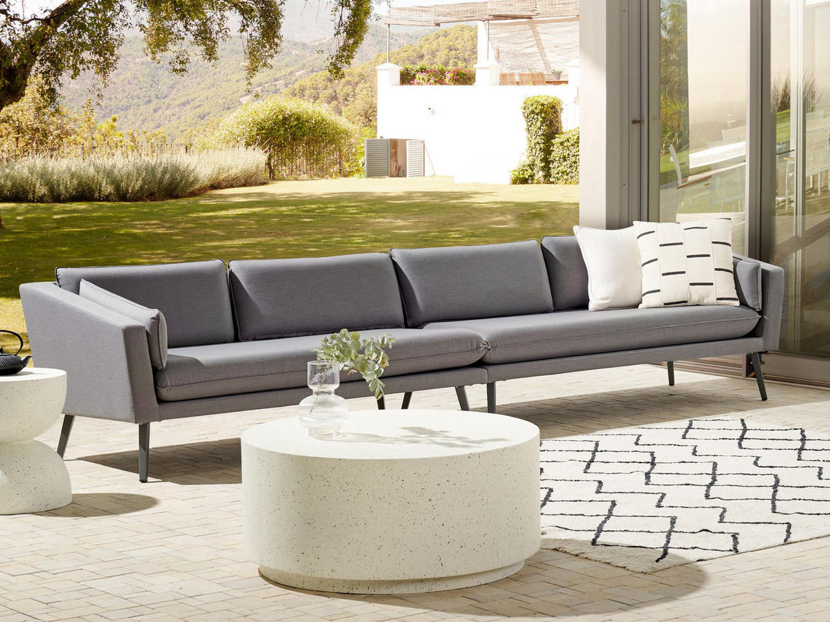GARTENSOFA 4-Sitzer grau modular Loretello - Grau, Textil (320/70/76cm) - Beliani