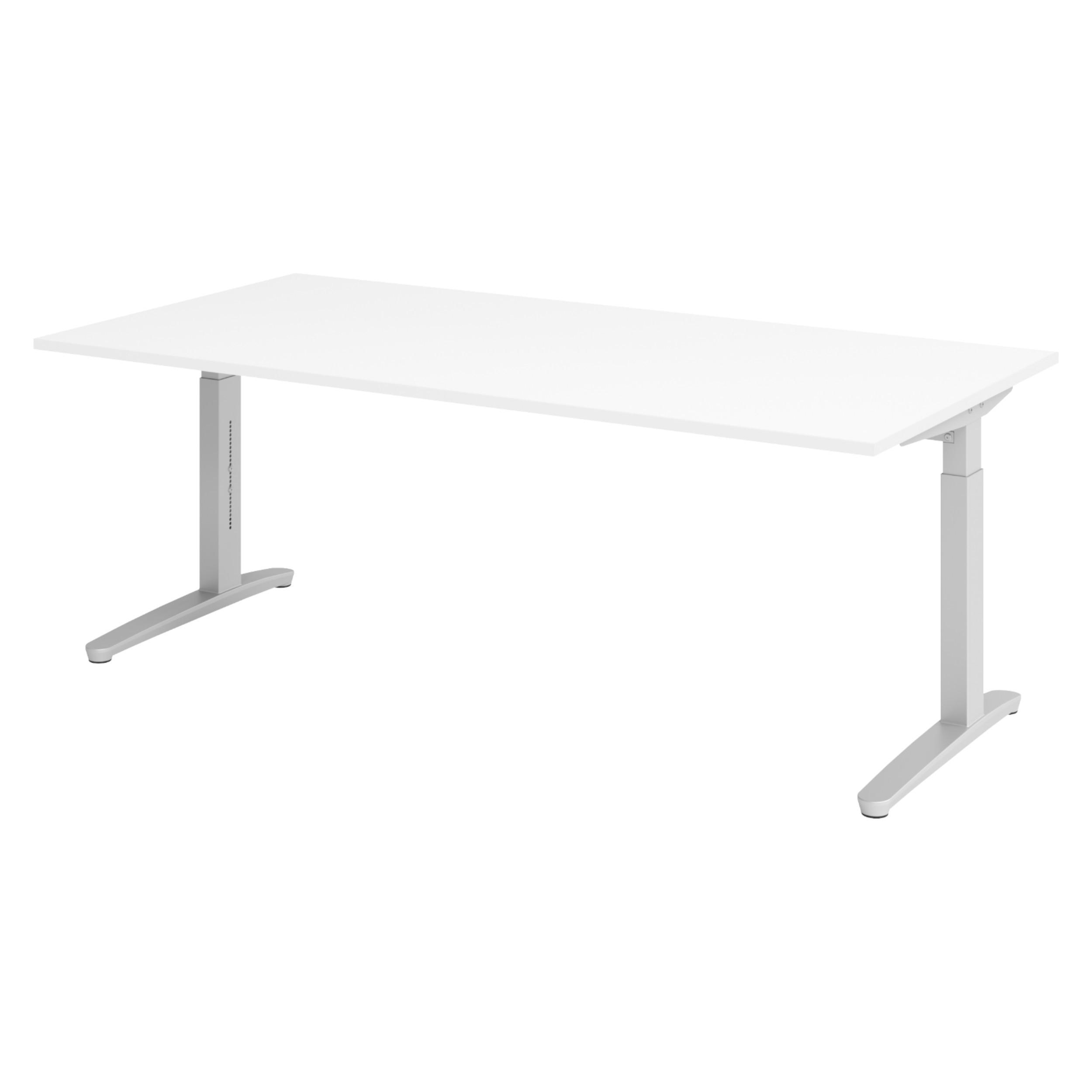 bümö Schreibtisch Weiß, Silber 200x74x100 cm