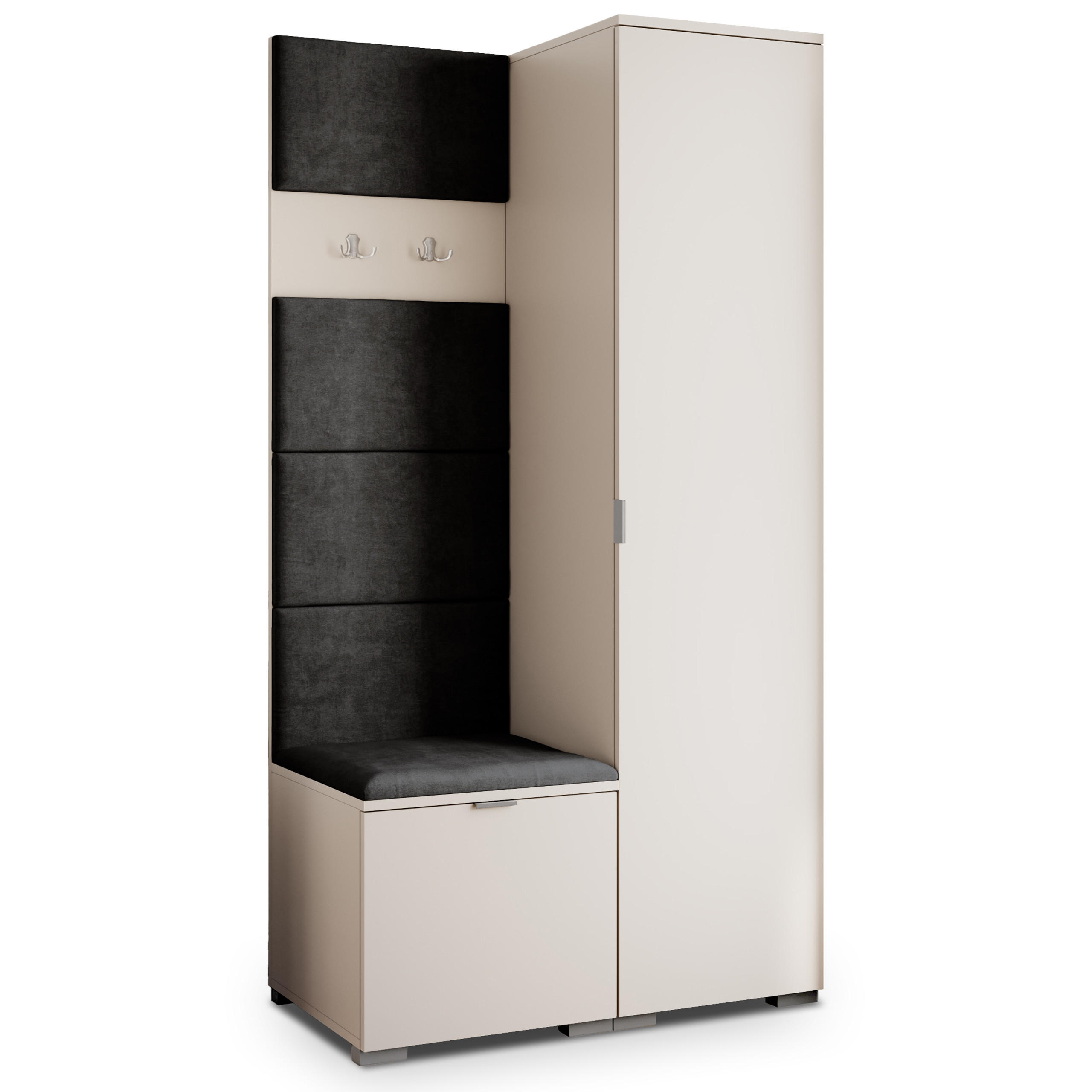 Masseno Garderobenschrank Kaschmir, Schwarz 95x181x51 cm