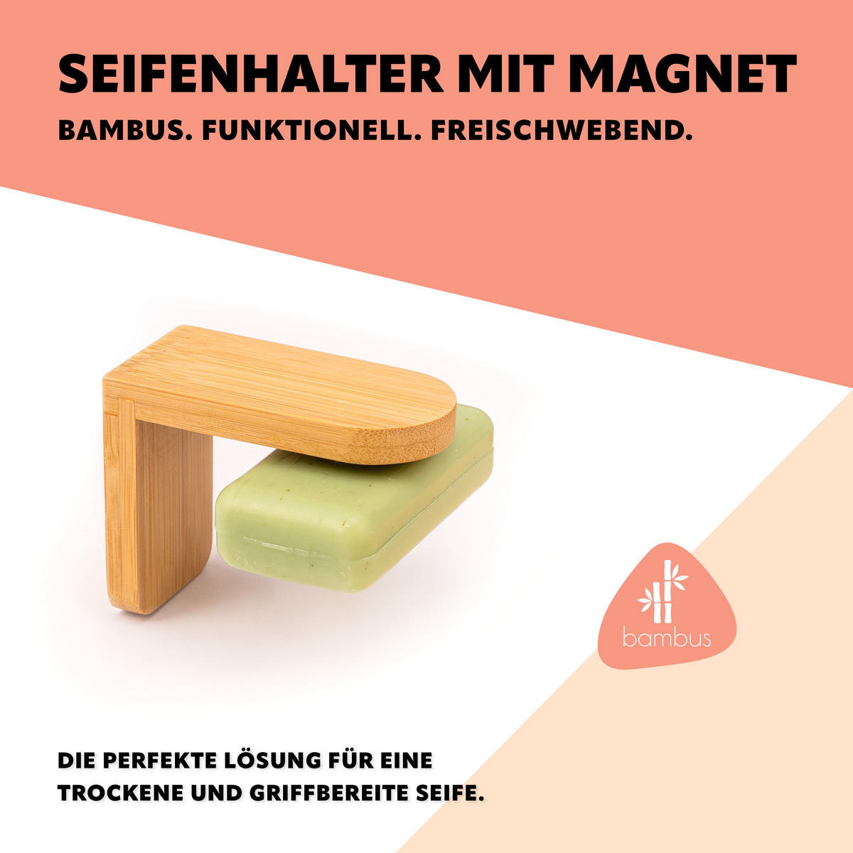 MAGNET SEIFENHALTER 2er Set, Bambus - Braun, Holz (4.5/9/7cm) - bremermann