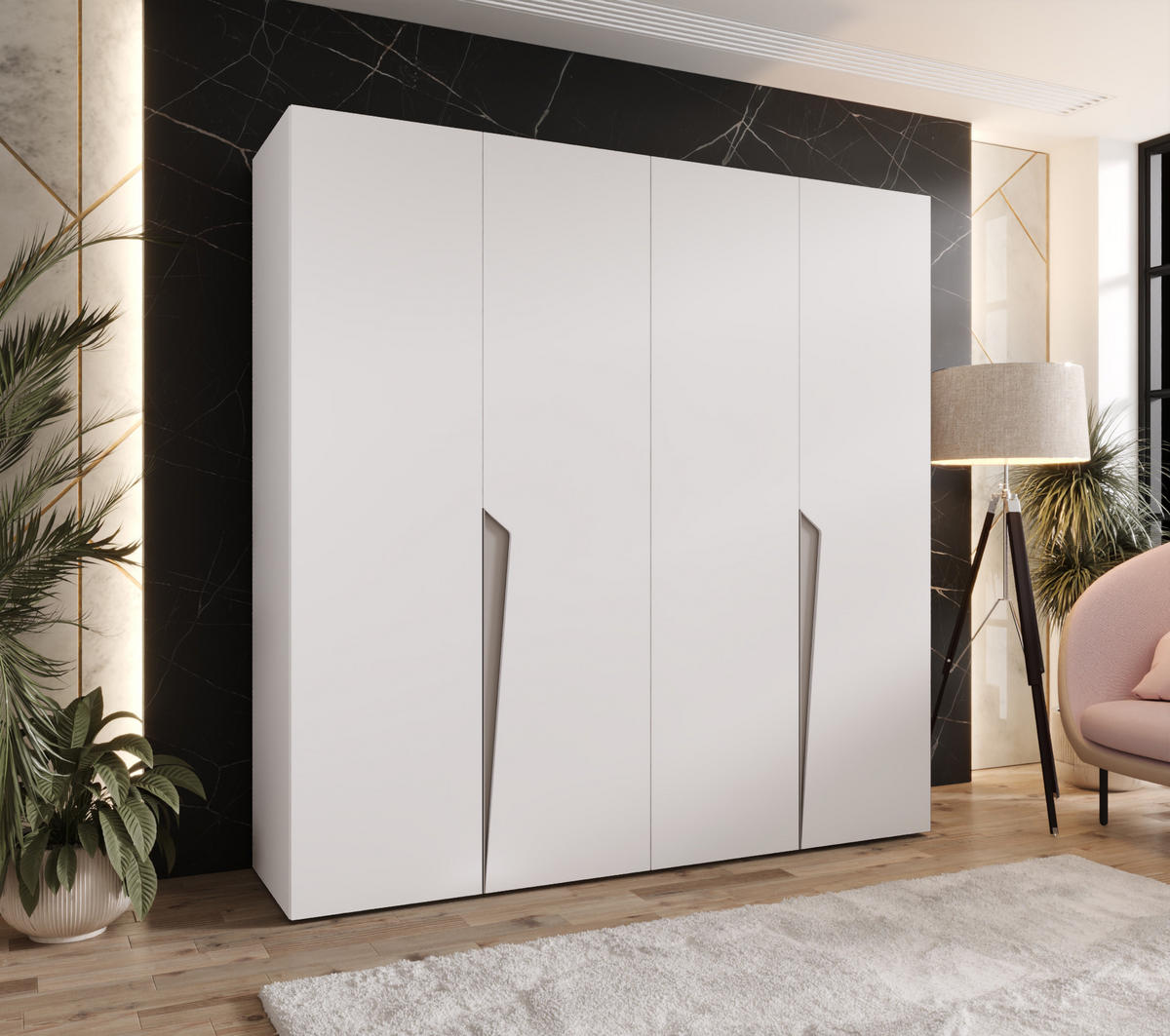 DREHTÜRENSCHRANK 202/200/52 4-türig - Beige/Weiß, Holz/Metall (200/202/52cm) - Abiks Möbel