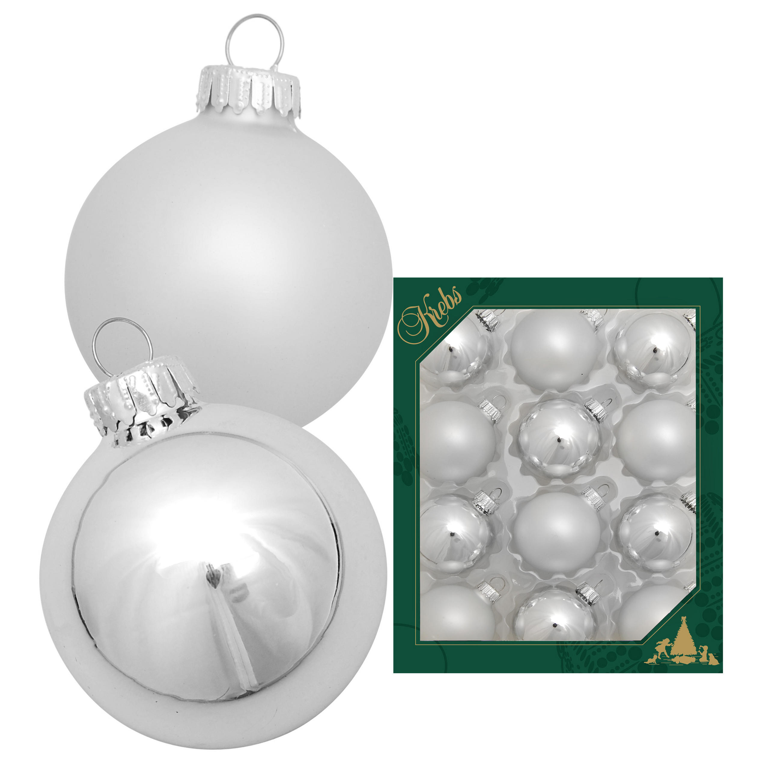 Krebs Glas Lauscha Christbaumkugeln Silber 5x5x5 cm