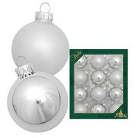 CHRISTBAUMKUGELN Uni-Design Malina Silberfarbig 5cm (Glas / 12 Stk.) - Silberfarben, Glas (5/5/5cm) - Krebs Glas Lauscha