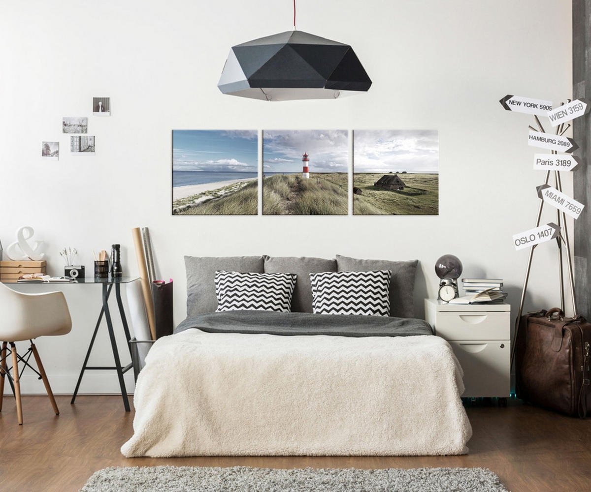 BILDER-SET aus Glas je 50x50 cm Strand Sylt - Beige, Glas (150/50cm) - artissimo