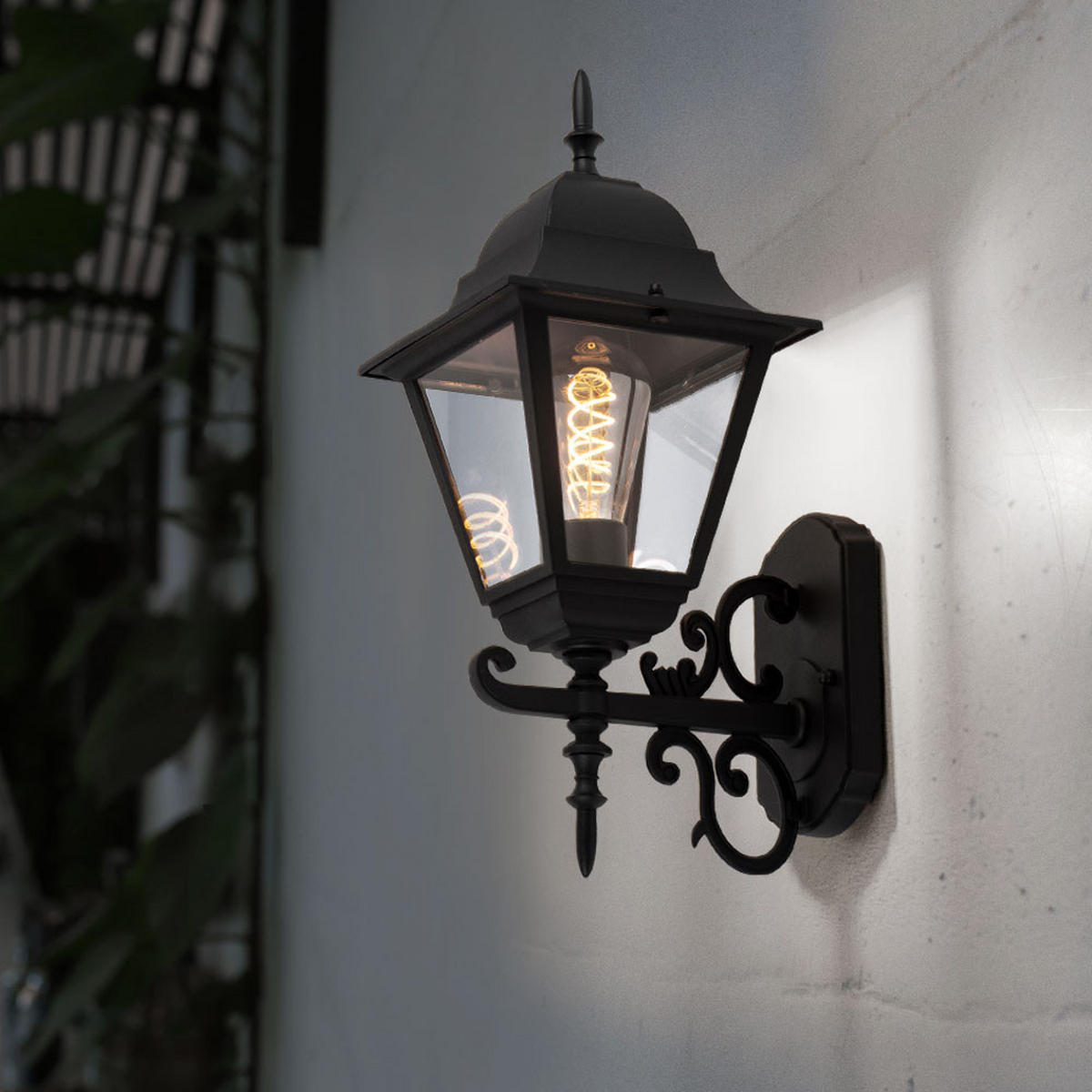 LED AUSSENLEUCHTE Aluminium Schwarz 2er Set - Schwarz, Glas (44.5/18.5/24.5cm)