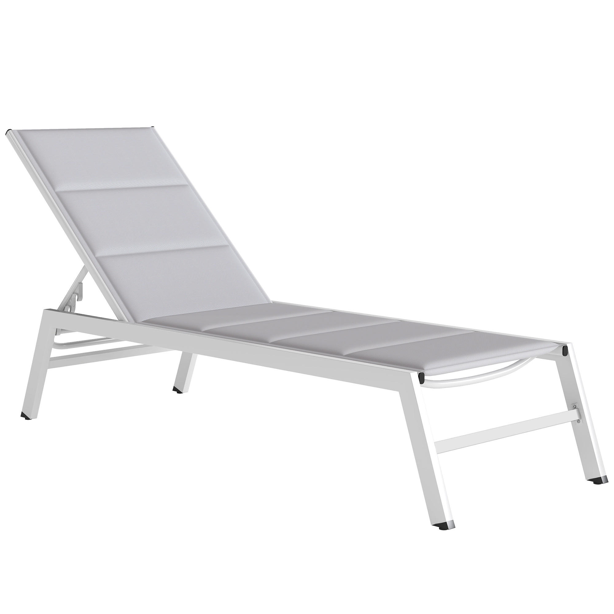 SONNENLIEGE Atmungsaktive Gartenliege mit 6-fach Verstellbar Rückenlehne Aluminiumrahmen Hellgrau - Hellgrau, Metall (181/90/64cm)