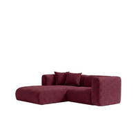 ECKSOFA L-Form mini, Chenille-Stoff Cremona, Rotwein, Links, GRETA - Weinrot, Holz (226/179cm) - Kaiser Möbel