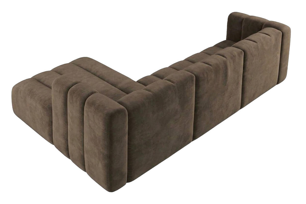 ECKSOFA Modulares In L-Form, Velvet-Stoff Riviera, Braun, Links, GRAND 318 cm - Braun, Holz (318/179cm) - Kaiser Möbel