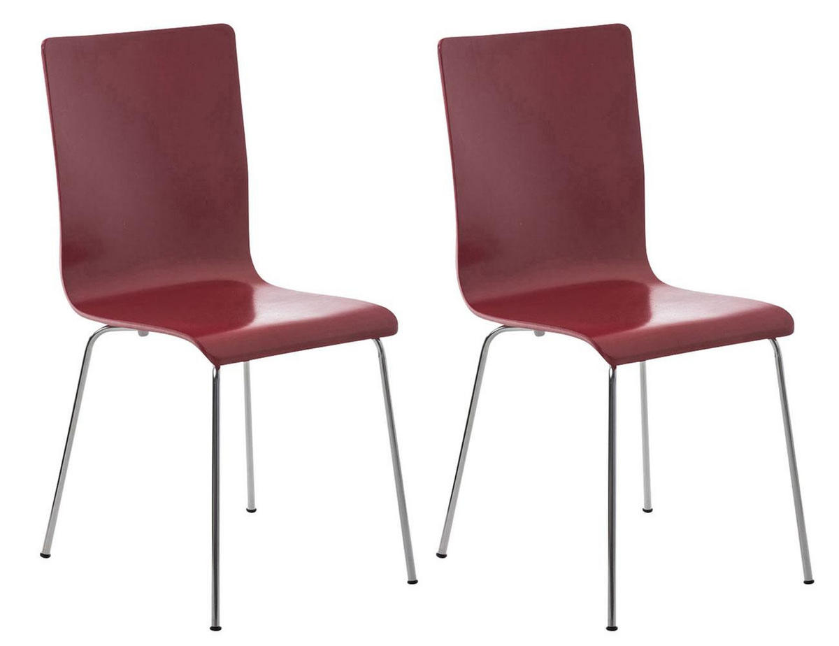 BESUCHERSTUHL 2er Set Holz rot - Rot, Holz/Metall (43/87/47cm) - CLP