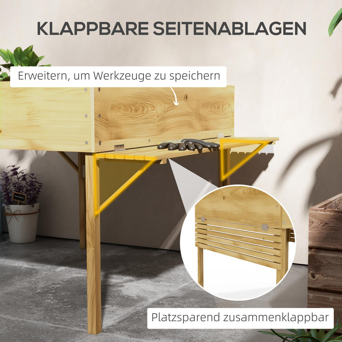 HOCHBEET, Naturholz, Tannenholz - Naturfarben, Holz (91.5/89/122cm) - Outsunny