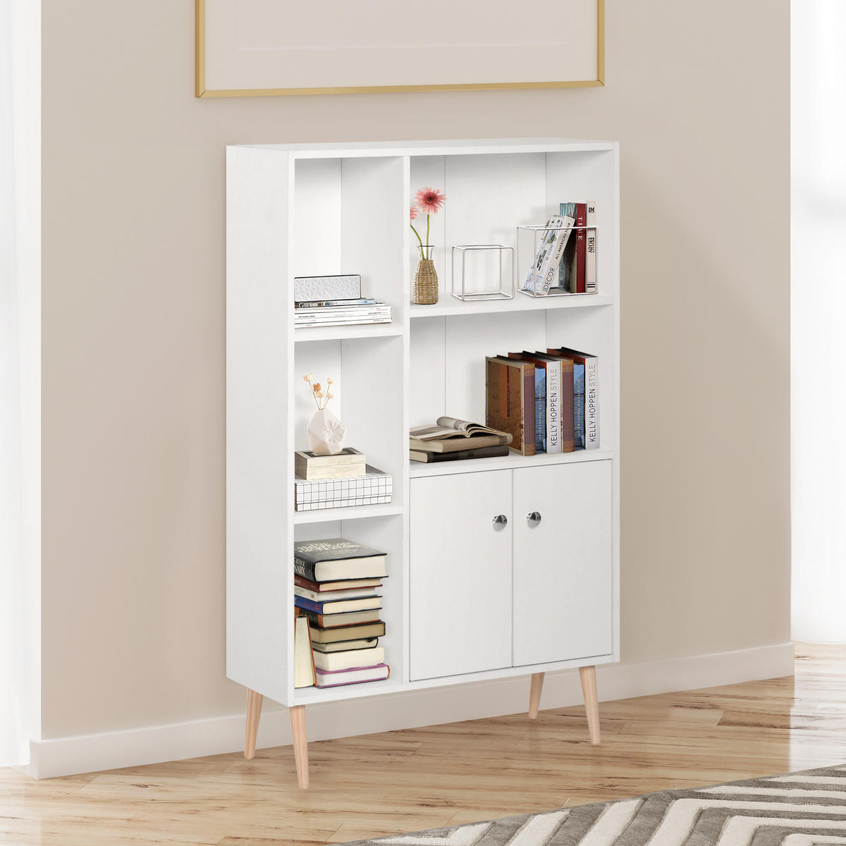 AKTENREGAL DE-14395 skandinavisch mit Schrankfach Weiß - Weiß, Holzwerkstoff (235/123/80cm) - ComfortXL