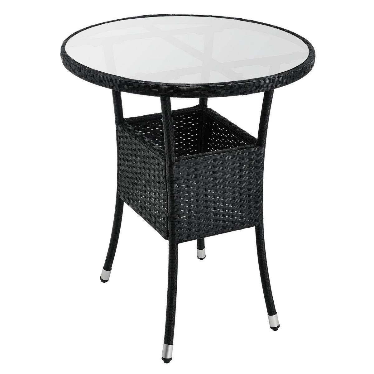 BALKON-SET Bayamo Polyrattan schwarz/dunkelgrau (3-tlg.) - Schwarz, Kunststoff - Juskys