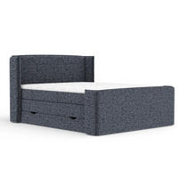 BOXSPRINGBETT Freeland Marineblau 160/200 cm mit Matratze und Topper - Schwarz/Dunkelblau, Holz/Holzwerkstoff (160/200cm) - Maison de Reve