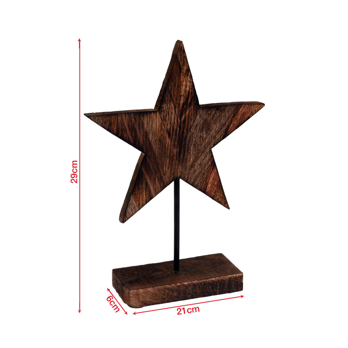 DEKO-STERN Braun 6/21/29 cm - Braun, Holz (6/29/21cm) - Mobili Rebecca