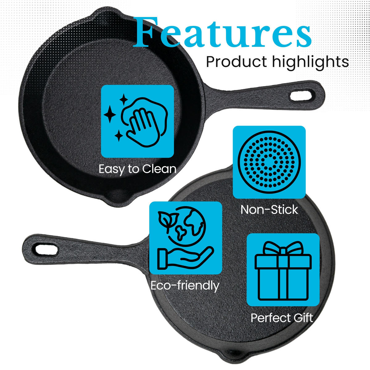 GUSSEISENPFANNE - Schwarz, Metall (13.5cm) - Intirilife