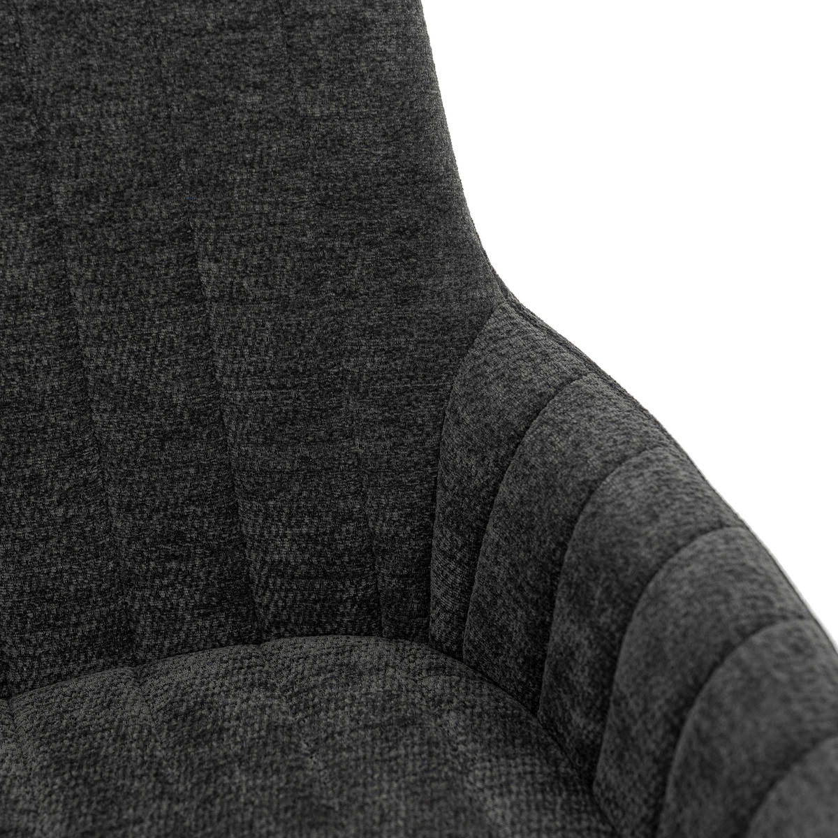 STUHL LUINO drehbar gepolsterter mit Steppung - graphit - Chenille - Dunkelgrau/Schwarz, Textil/Metall (58/87/60cm) - NEW HOME