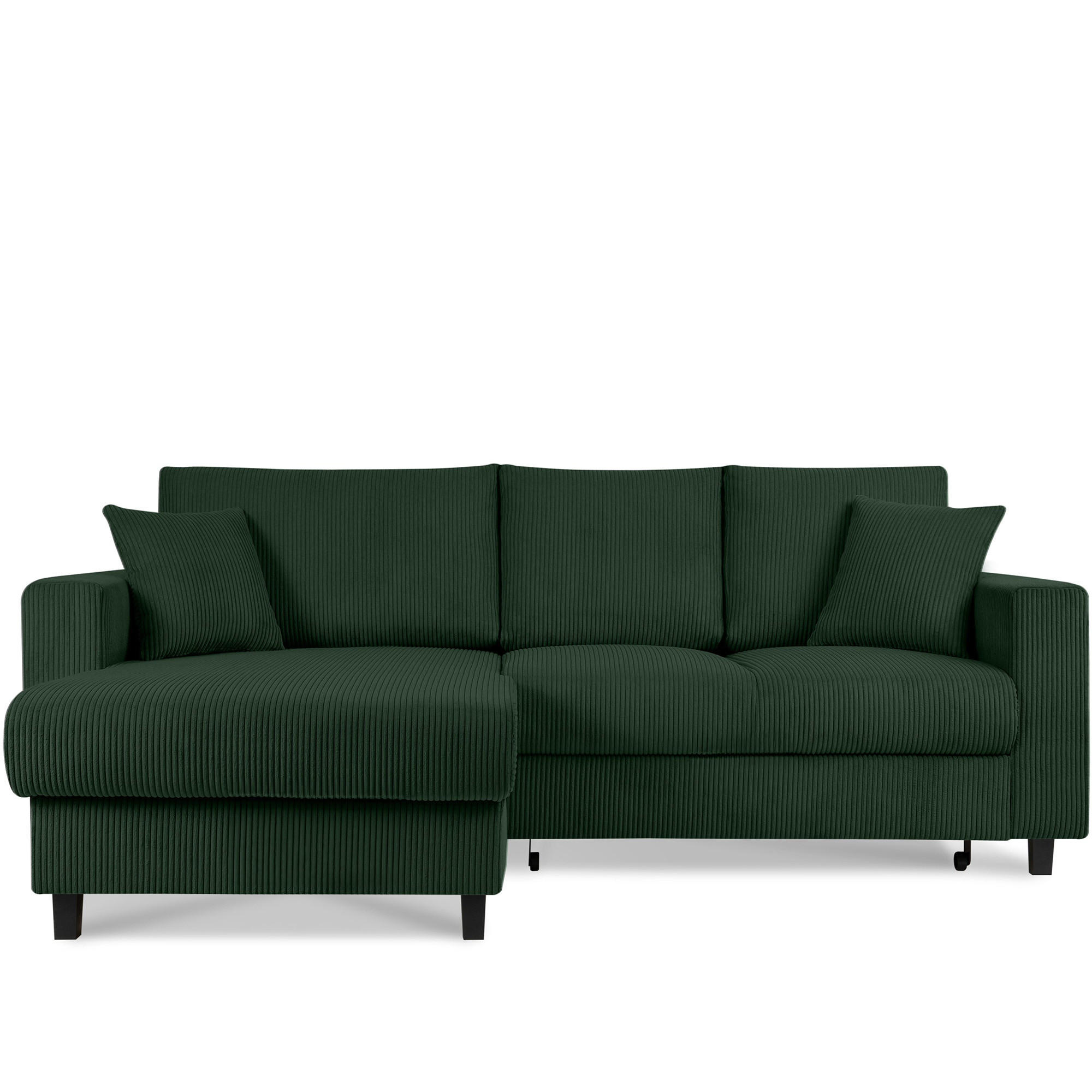ECKSCHLAFSOFA EGRET Links mit Bettkasten, Cord-Stoff, dunkelgrün - Dunkelgrün, Textil (234/90cm) - KONSIMO®