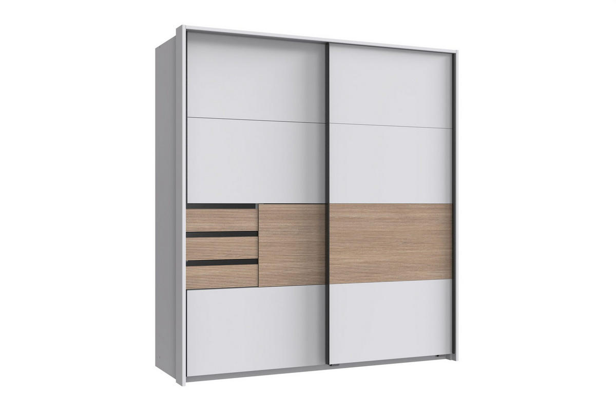 PASSEPARTOUT zu Kleiderschrank Bremen in Weiß mit Absetzungen in Multiplex – Schwebetürenschrank - Weiß, Holzwerkstoff (120/200/80cm)