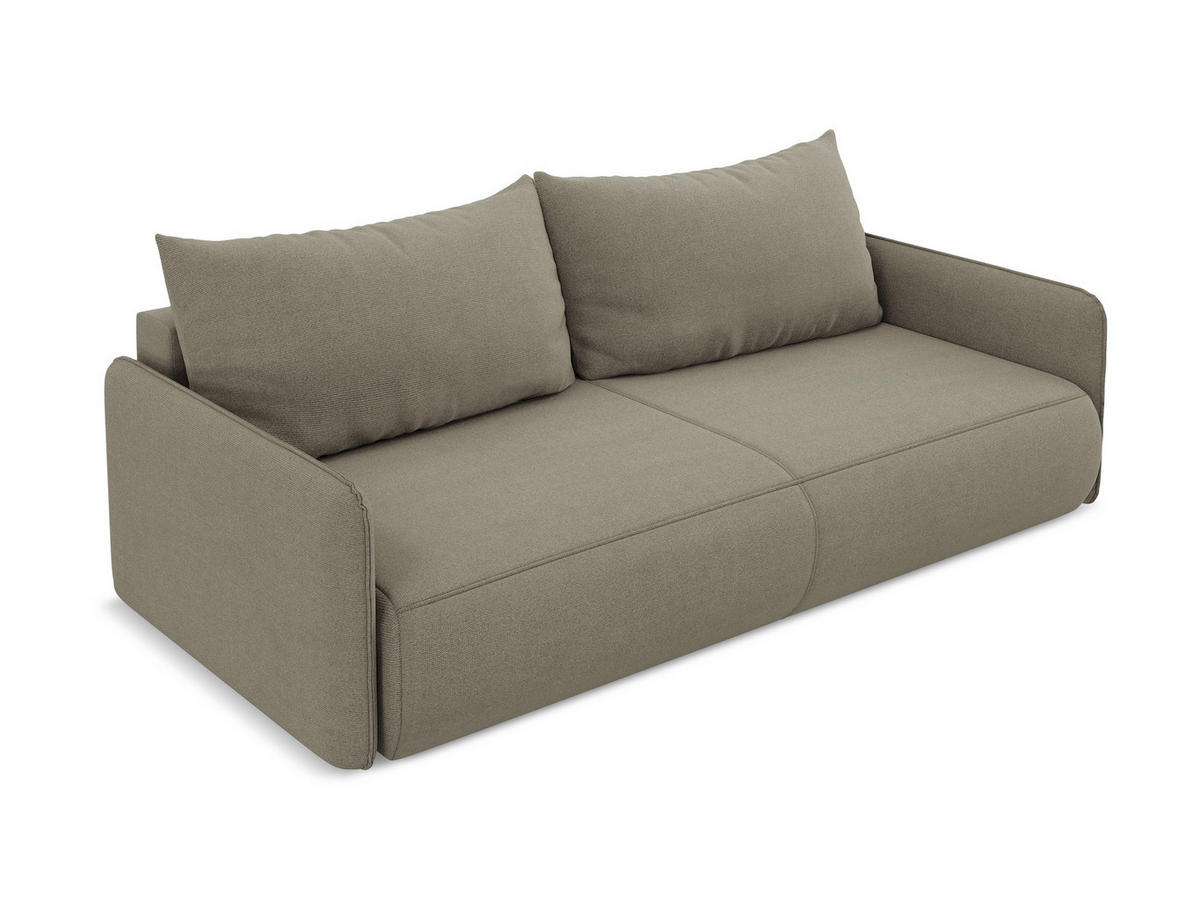3-SITZER SOFA mit Schlaffunktion Strukturstoff Stoff Beige - Beige/Schwarz, Kunststoff/Textil (216/86/105cm) - Makamii