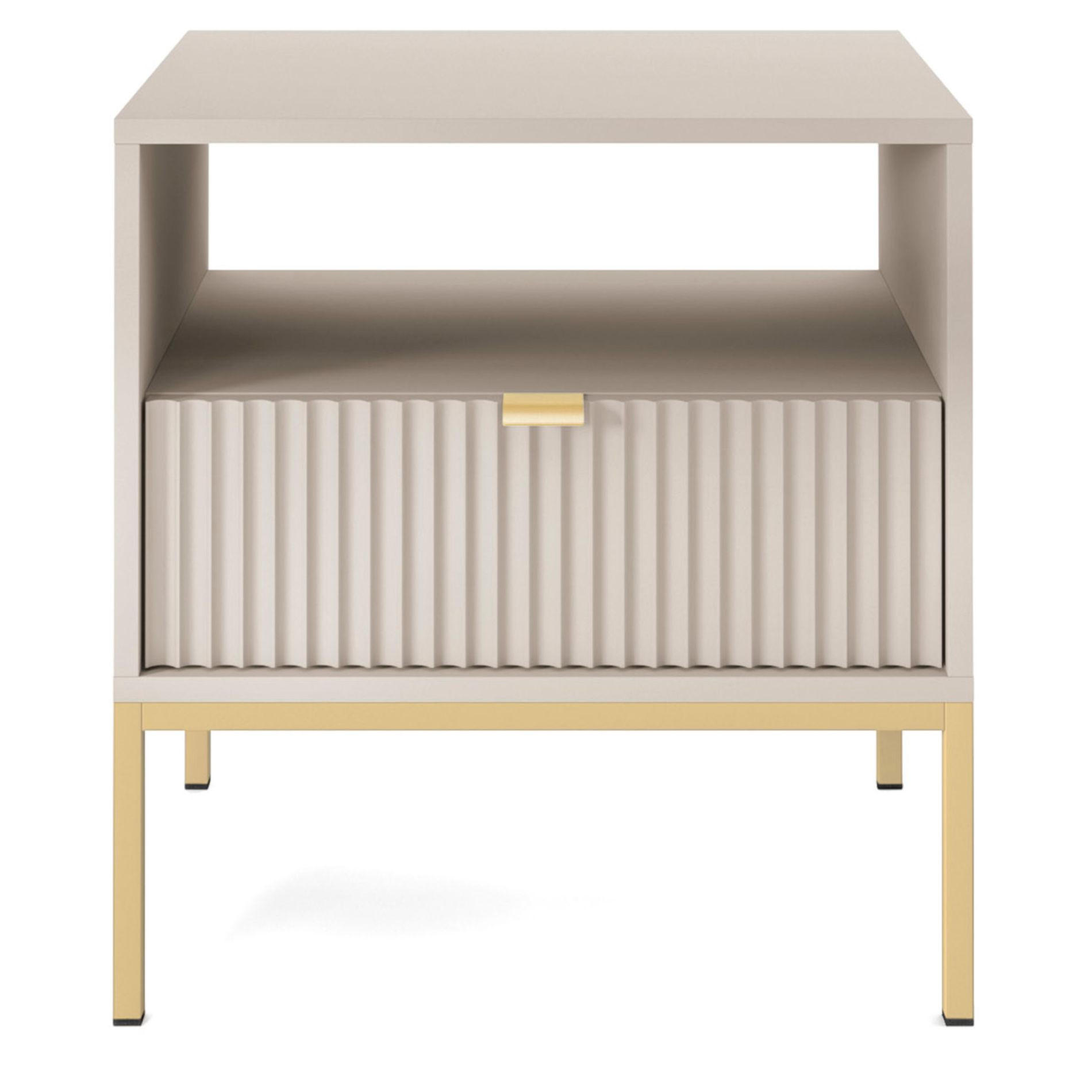 NACHTTISCH Vellore Greige / Gold 54 cm - Ecru/Beige, Holzwerkstoff/Metall (54/56/39cm) - Selsey