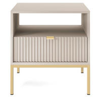 NACHTTISCH Vellore Greige / Gold 54 cm - Ecru/Beige, Holzwerkstoff/Metall (54/56/39cm) - Selsey