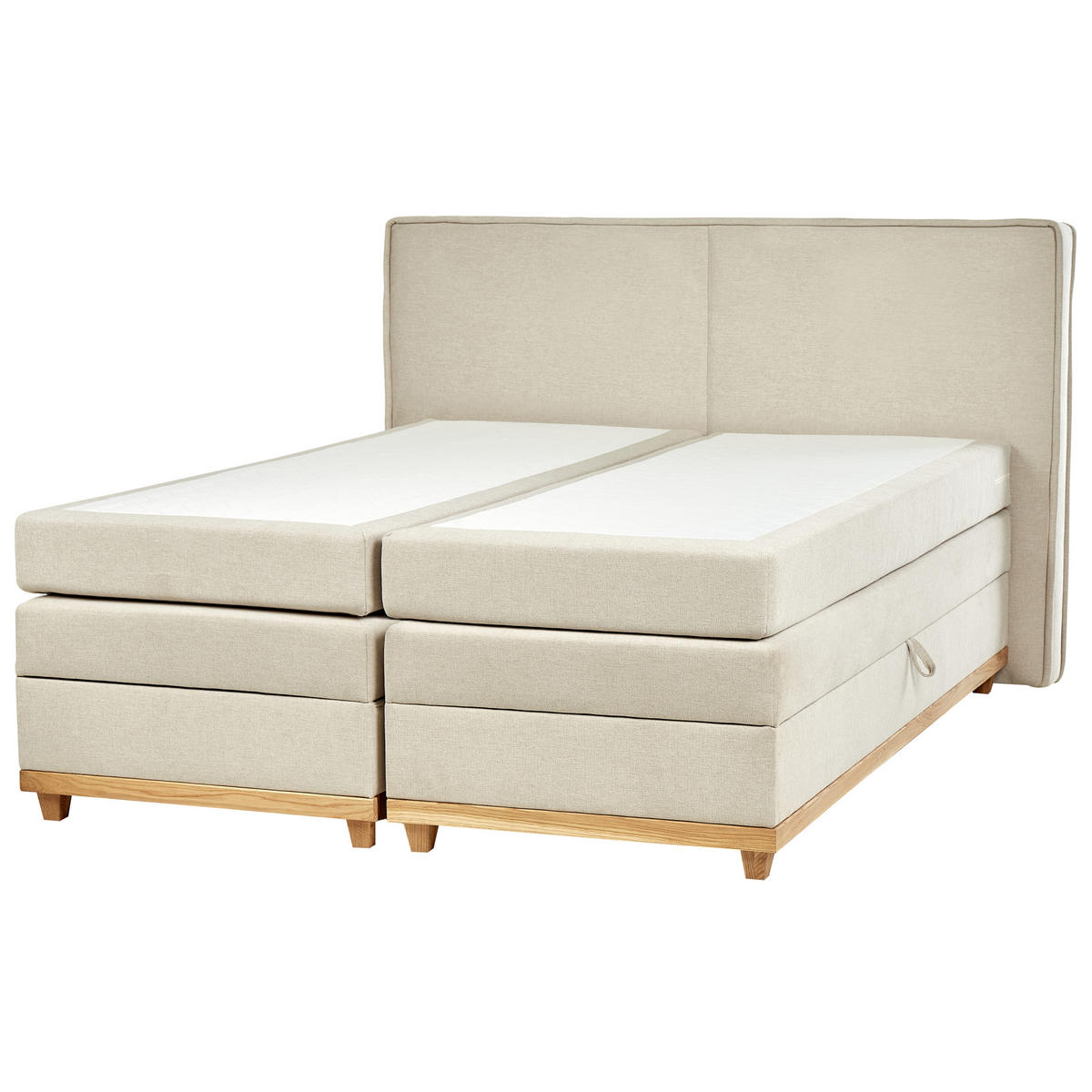 BOXSPRINGBETT 180/200cm Helles Beige Dynasty - Beige, Textil (180/200cm) - Beliani