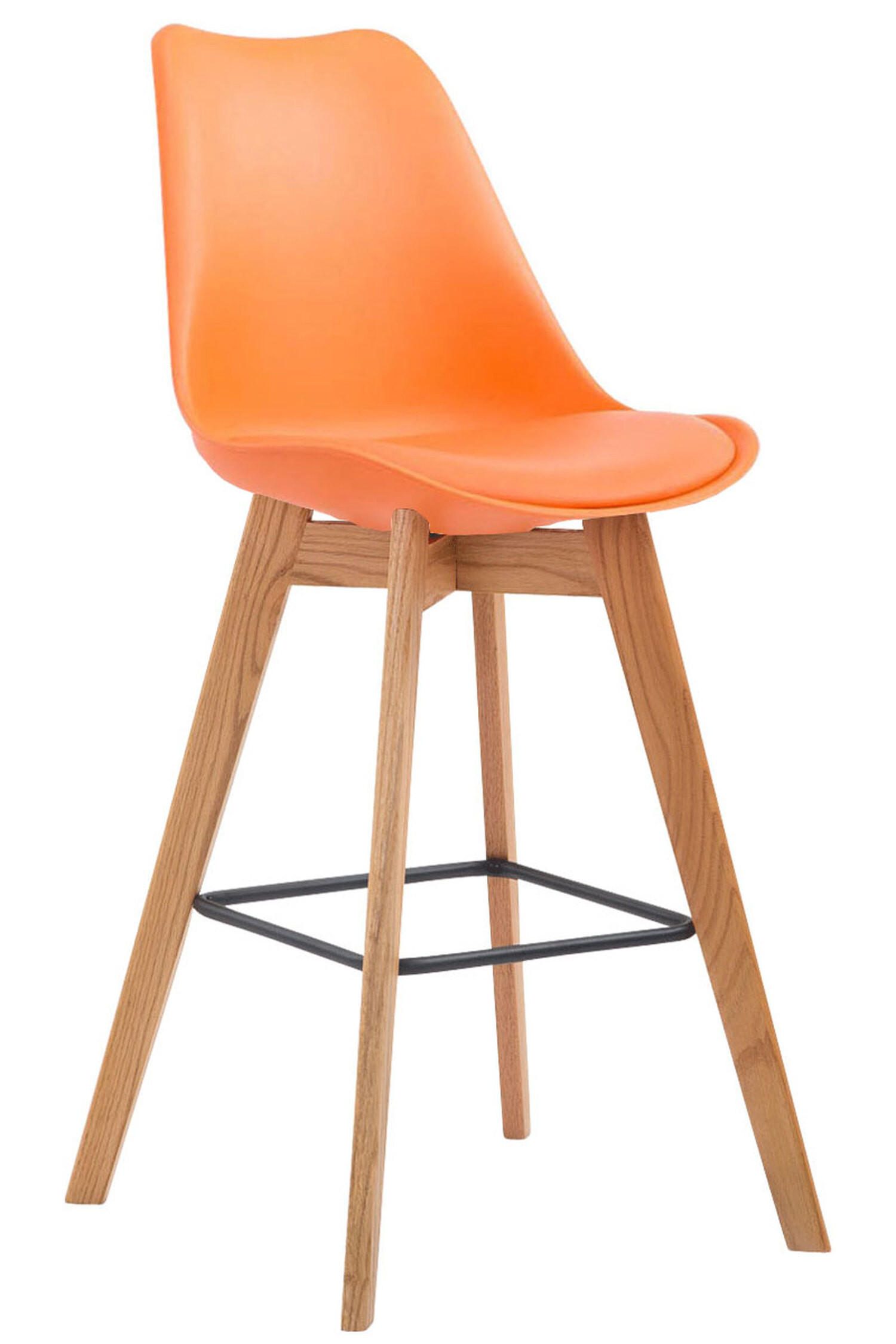 BARHOCKER Medoc, Gestell Natura, Kunstleder Orange - Orange/Naturfarben, Holz/Kunststoff (48/100/56cm) - TPFLiving