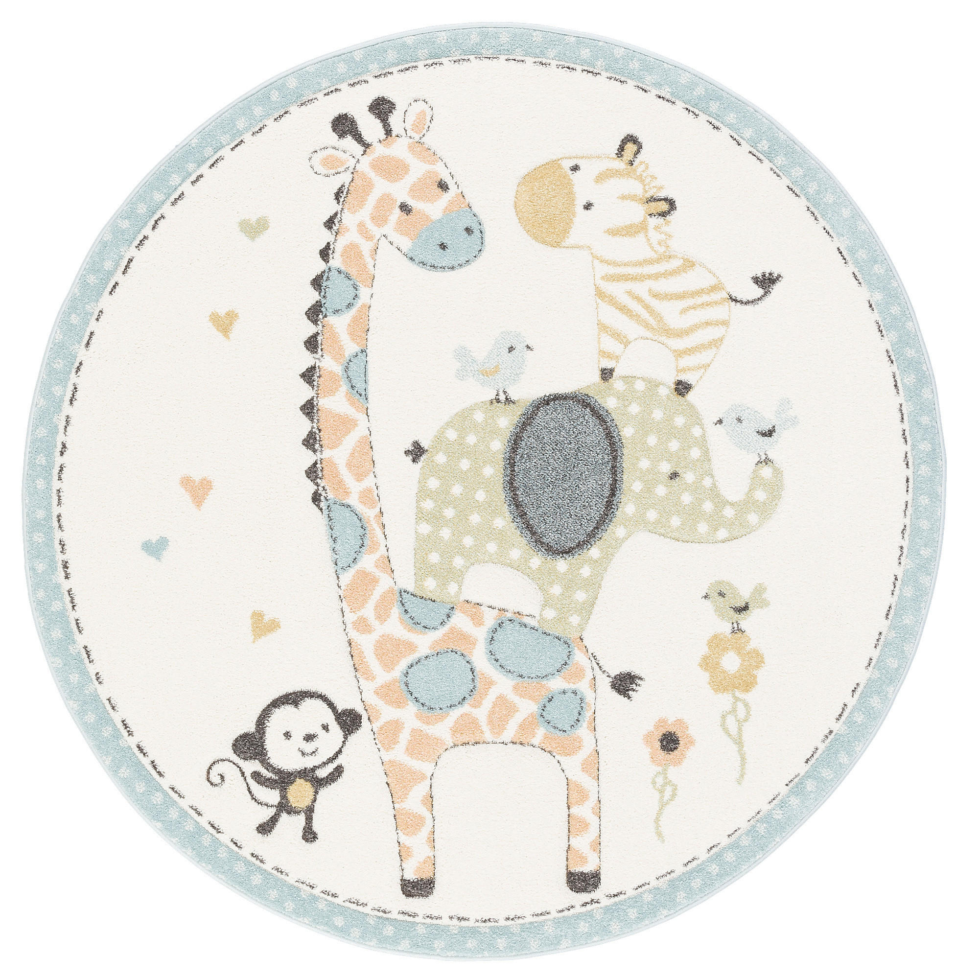 KINDER TEPPICH MAUI KIDS SAFARI TIERE BUNT RUND - Multicolor, Textil (200/200cm) - Pergamon