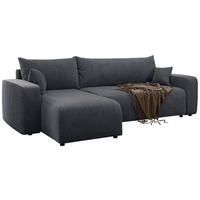 ECKSOFA Pianoni Grau Cordbezug - Schwarz/Grau, Kunststoff/Textil (244/140cm) - Selsey