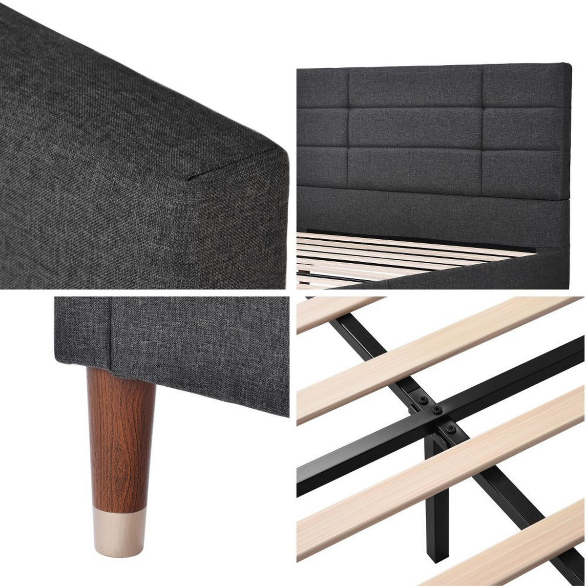 POLSTERBETT 140/200 cm in Grau - Grau, Holz/Textil (140/200cm) - KOMHTOM