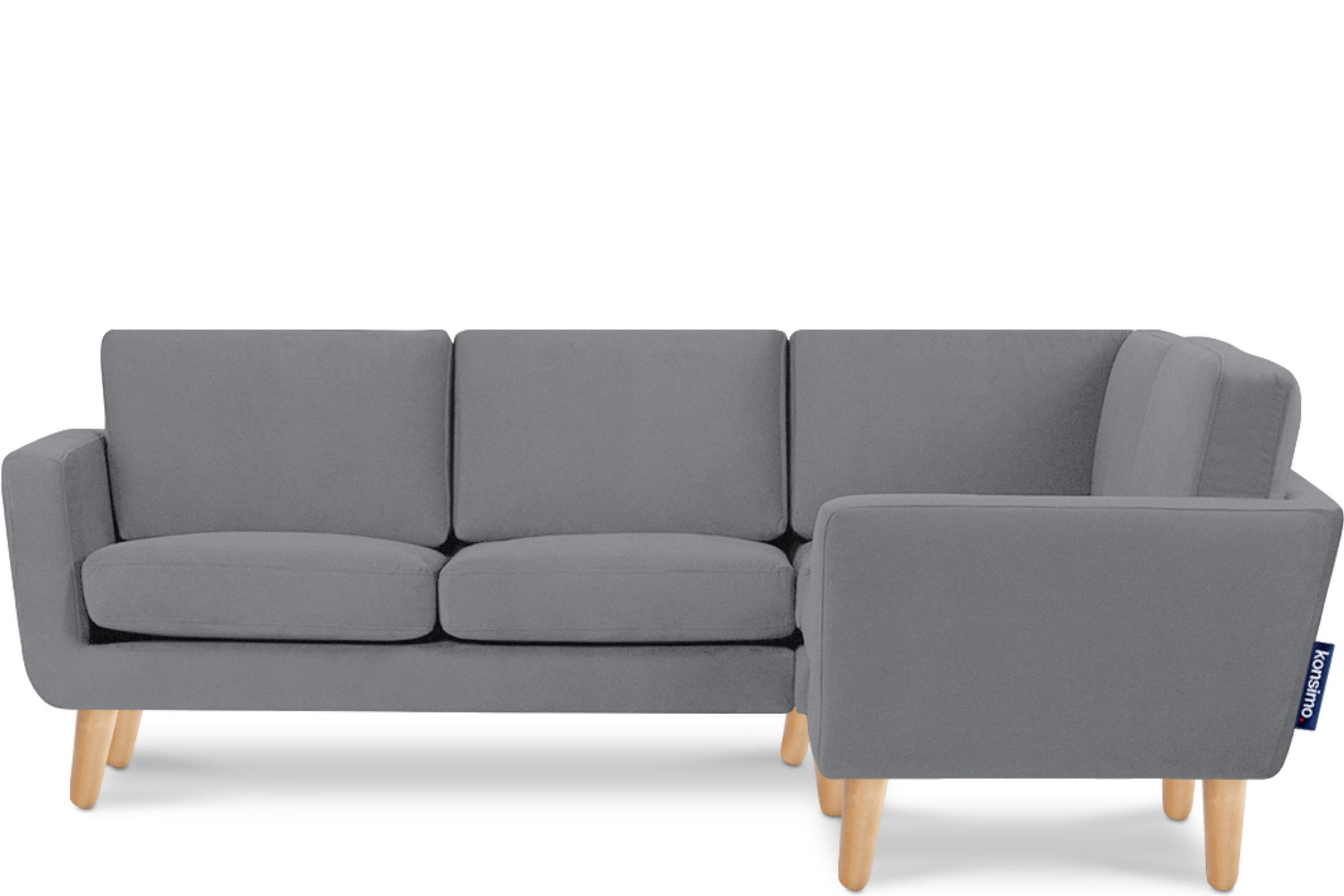 ECKSOFA-RECHTS TAGIO 3/4 Sitzer, grau - Braun/Grau, Buchenholz/Textil (220/181cm) - KONSIMO®