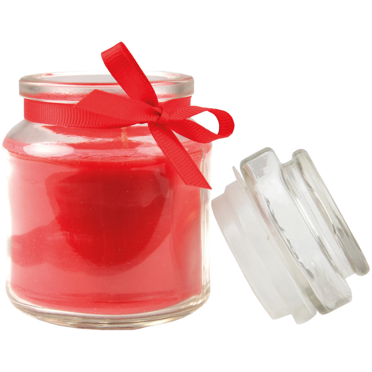 DUFTKERZE im Bonbonglas mit Deckel Rose 30h - Rot, Glas (7/10cm)