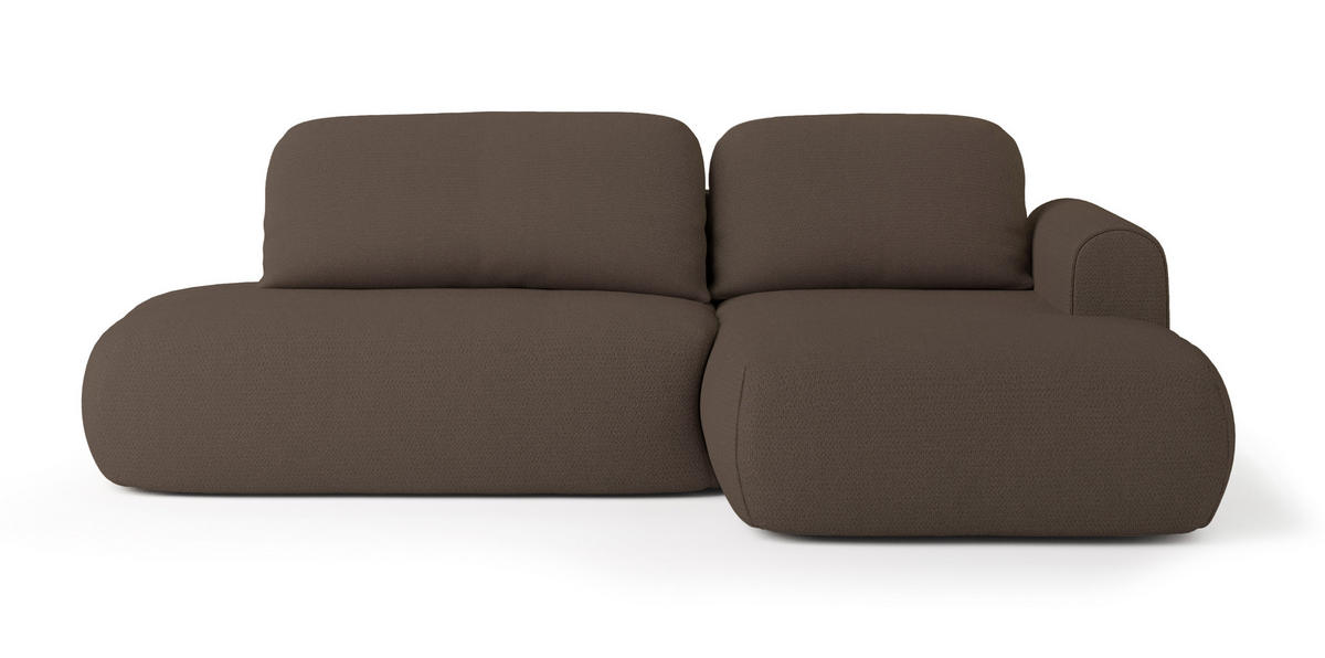 ECKSOFA NUVIRA R-S Braun Geflochtener Stoff mit Schlaffunktion - Braun, Holz (274/165cm) - MASSENO