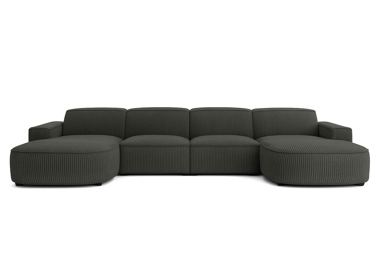 ECKSOFA Cursal Round U-Form, Stoff Poso, Grau - Grau, Holz (364/166cm) - Kaiser Möbel