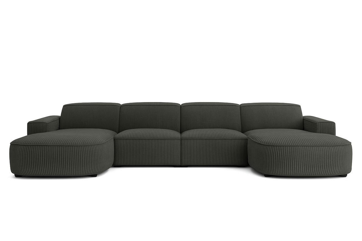 ECKSOFA Cursal Round U-Form, Stoff Poso, Grau - Grau, Holz (364/166cm) - Kaiser Möbel